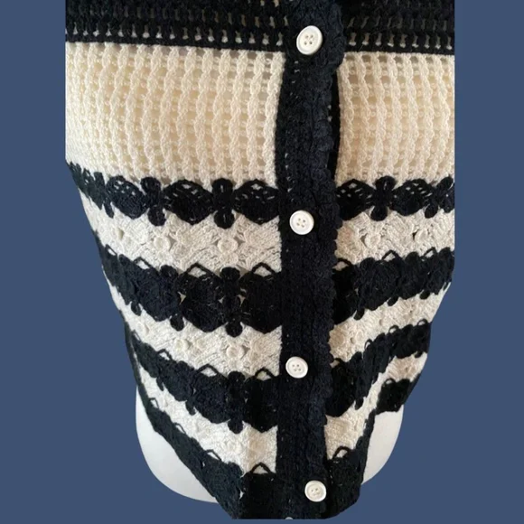 Crochet Striped Cardigan Womens Size XL - Picture 5 of 8